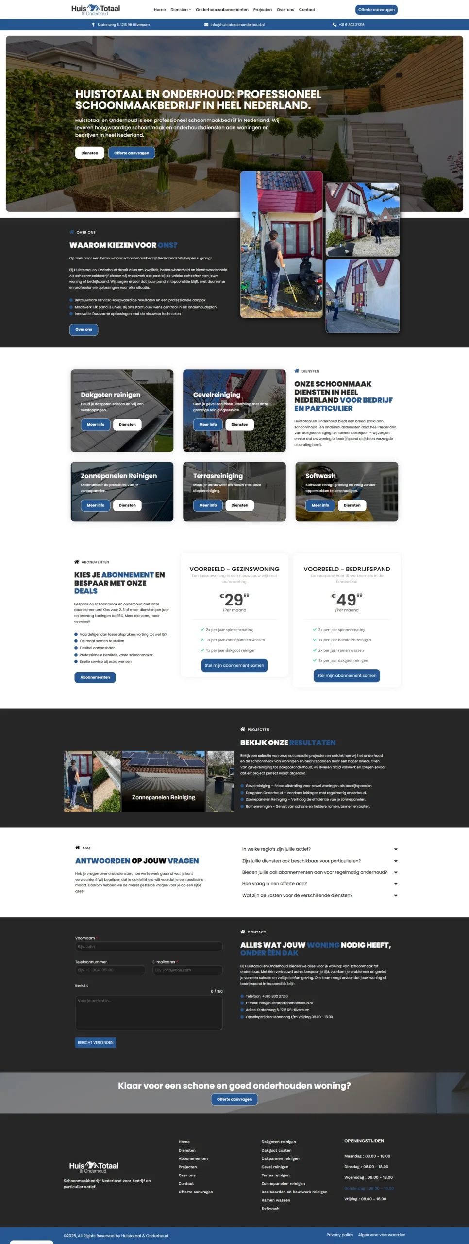 Huistotaal en onderhoud website voorbeeld